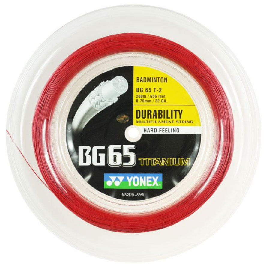 Yonex BG65 Titanium Badminton String (200m Reel) Red