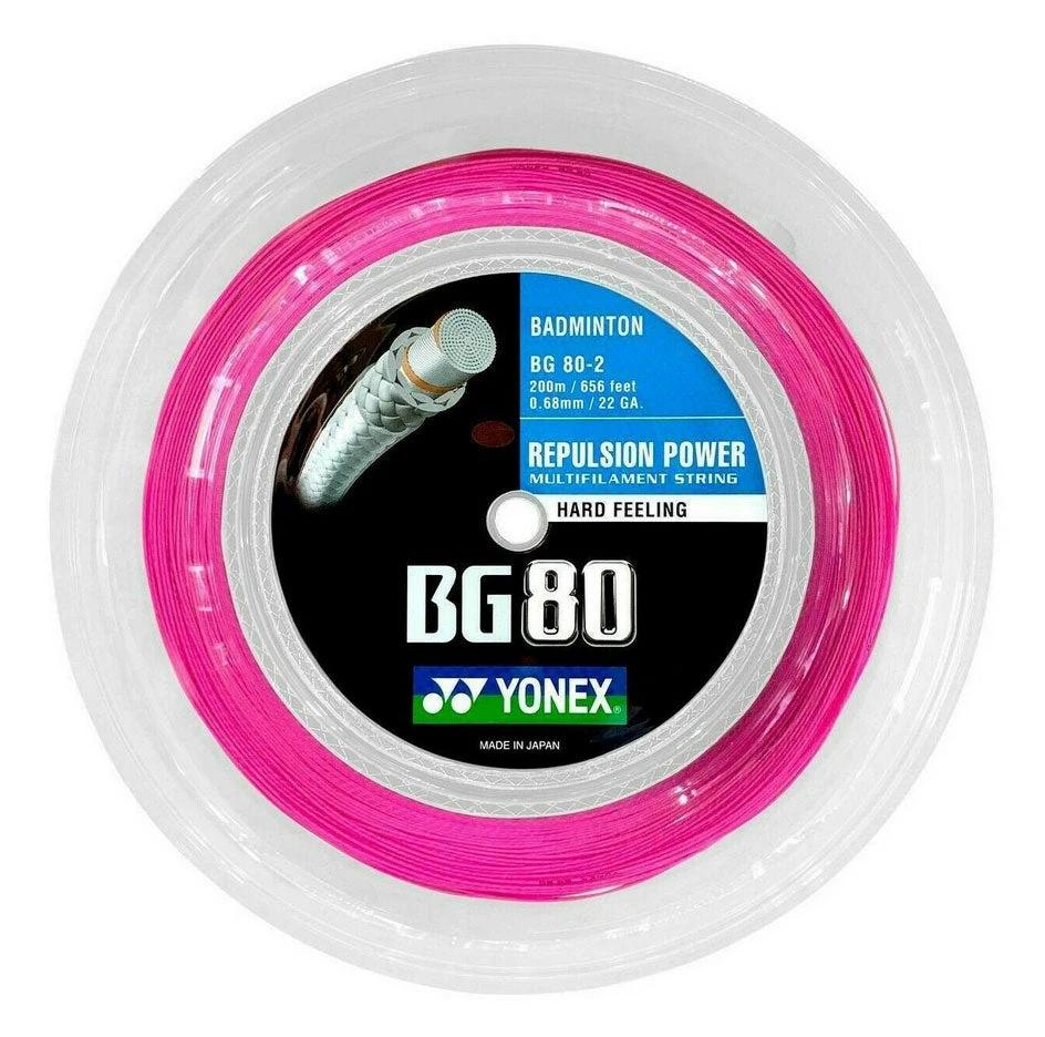 Yonex BG80 Badminton String (200m Reel) Neon Pink Pink 200m Reel String (Reel) Yonex