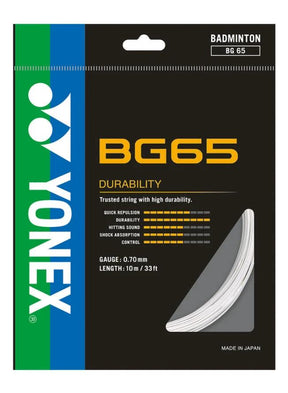 Yonex BG65 Badminton String (10m Set) White White 10m Set String (Packs) Yonex