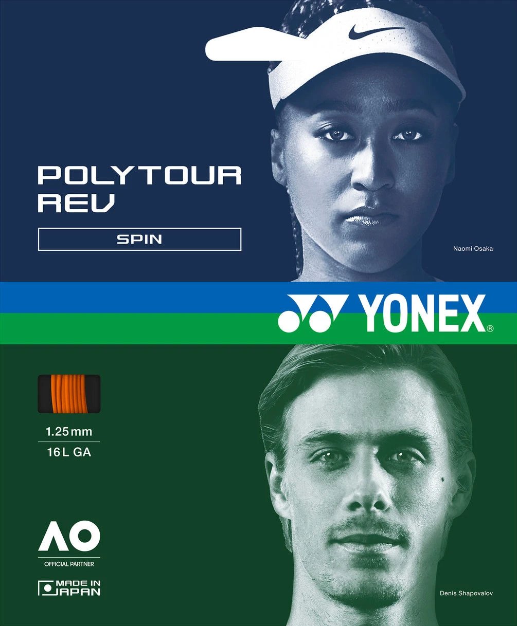 Yonex Polytour Rev 1.25mm 12m Pack Tennis String Orange 12m Set ORANGE String (Packs) Yonex