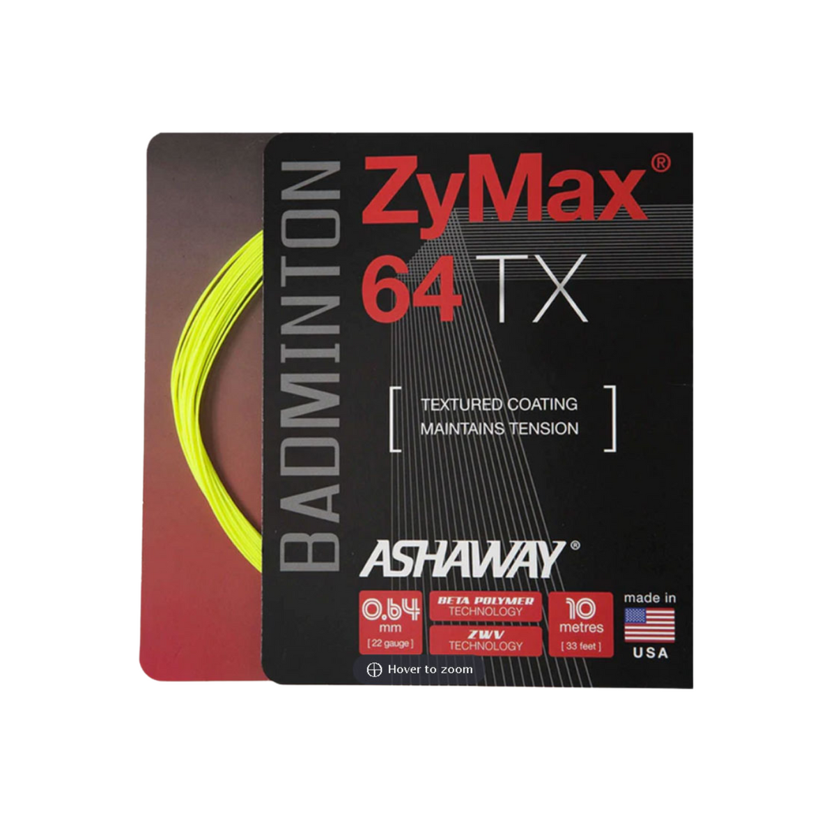 Ashaway Zymax 64TX Badminton String Set - Yellow