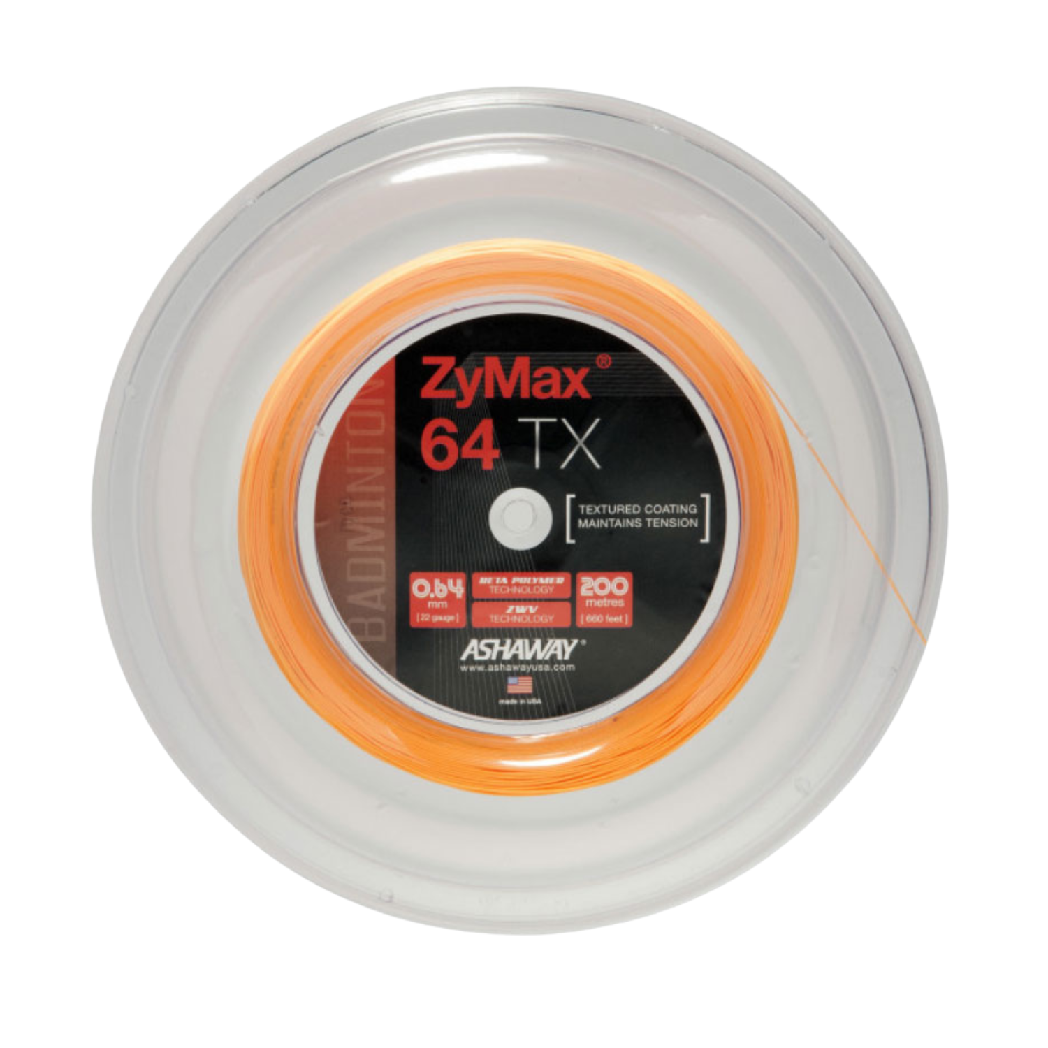 Ashaway Zymax 64TX Badminton String Reel - Orange