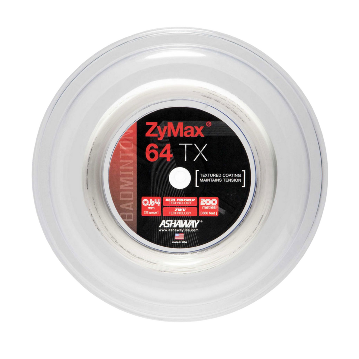 Ashaway Zymax 64TX Badminton String Reel - White