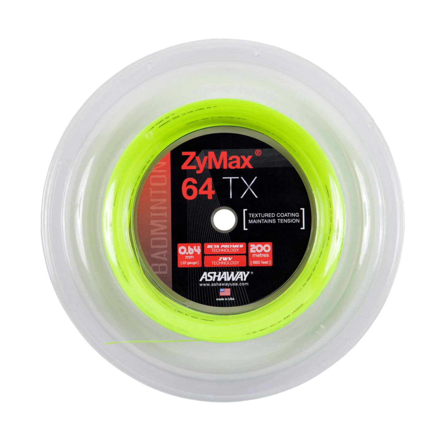 Ashaway Zymax 64TX String (200m Reel) Yellow