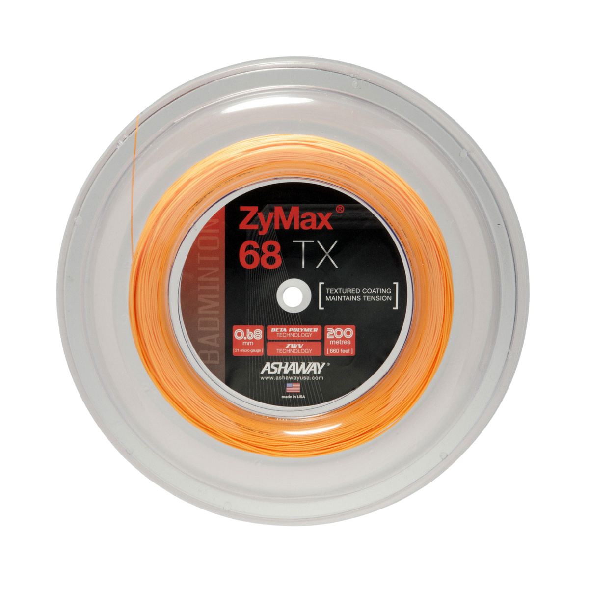 Ashaway Zymax 68TX Badminton String Reel - Orange