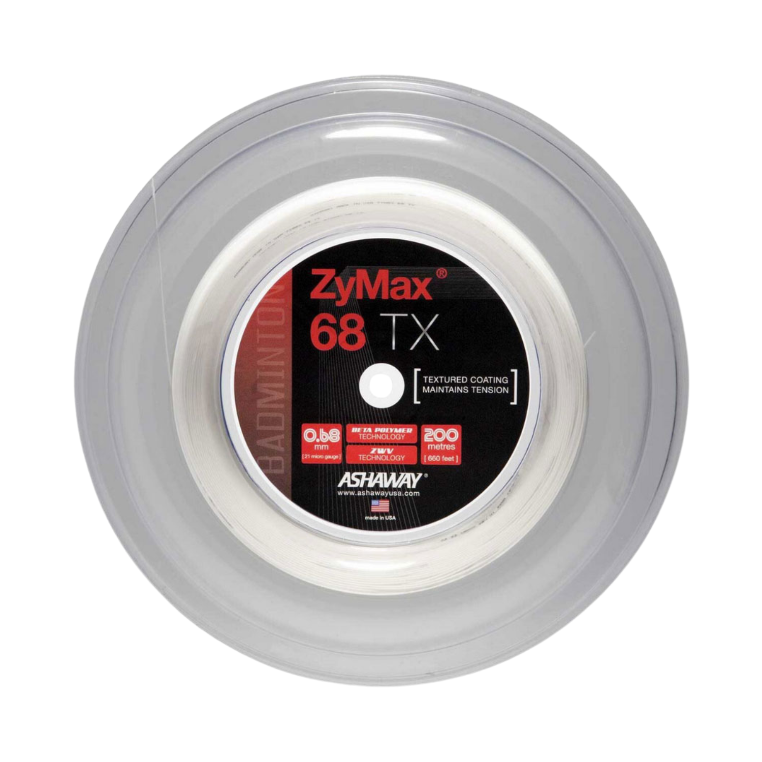 Ashaway Zymax 68TX Badminton String Reel - White