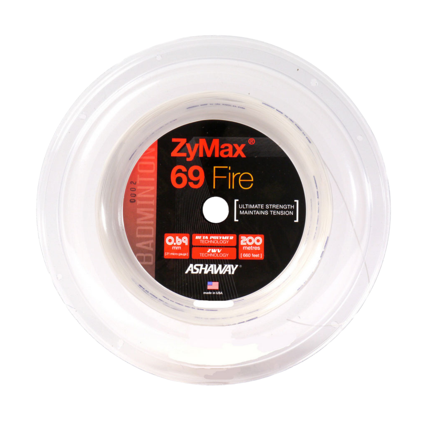 Ashaway ZyMax 69 Fire Badminton String Reel - White