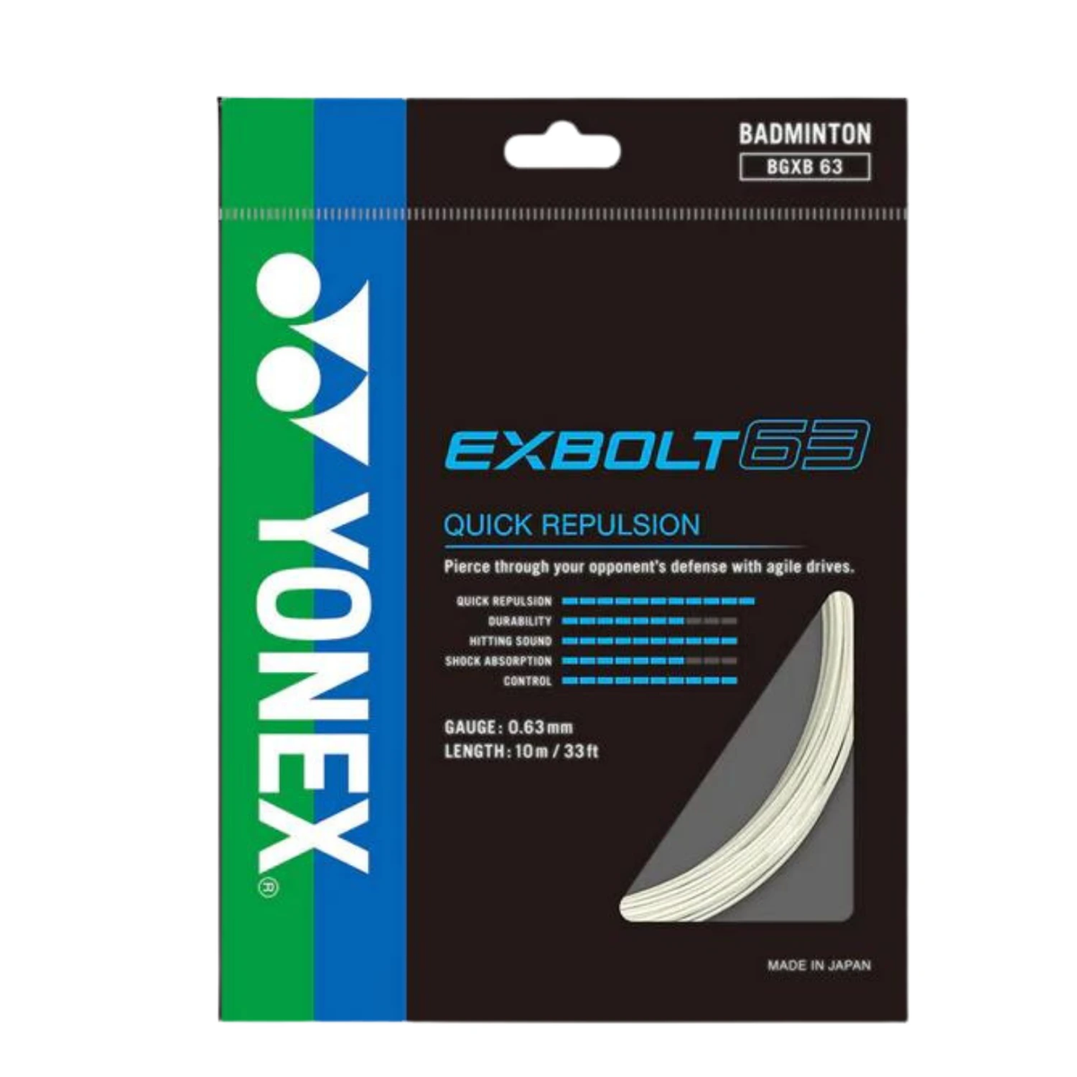 Yonex Exbolt 63 Badminton String (10m Set) White String (Packs) Yonex