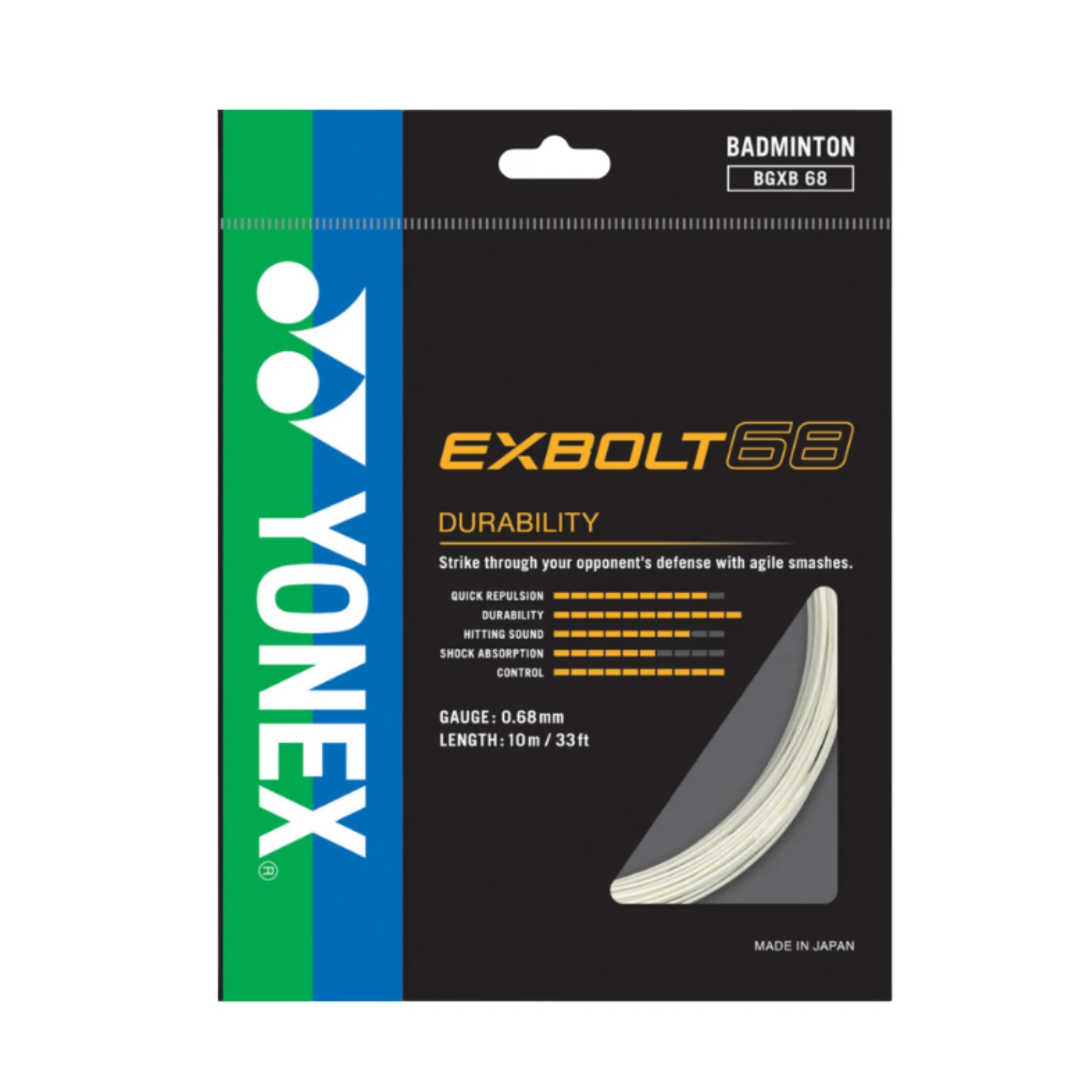 Yonex Exbolt 68 Badminton String (10m Set) White String (Packs) Yonex