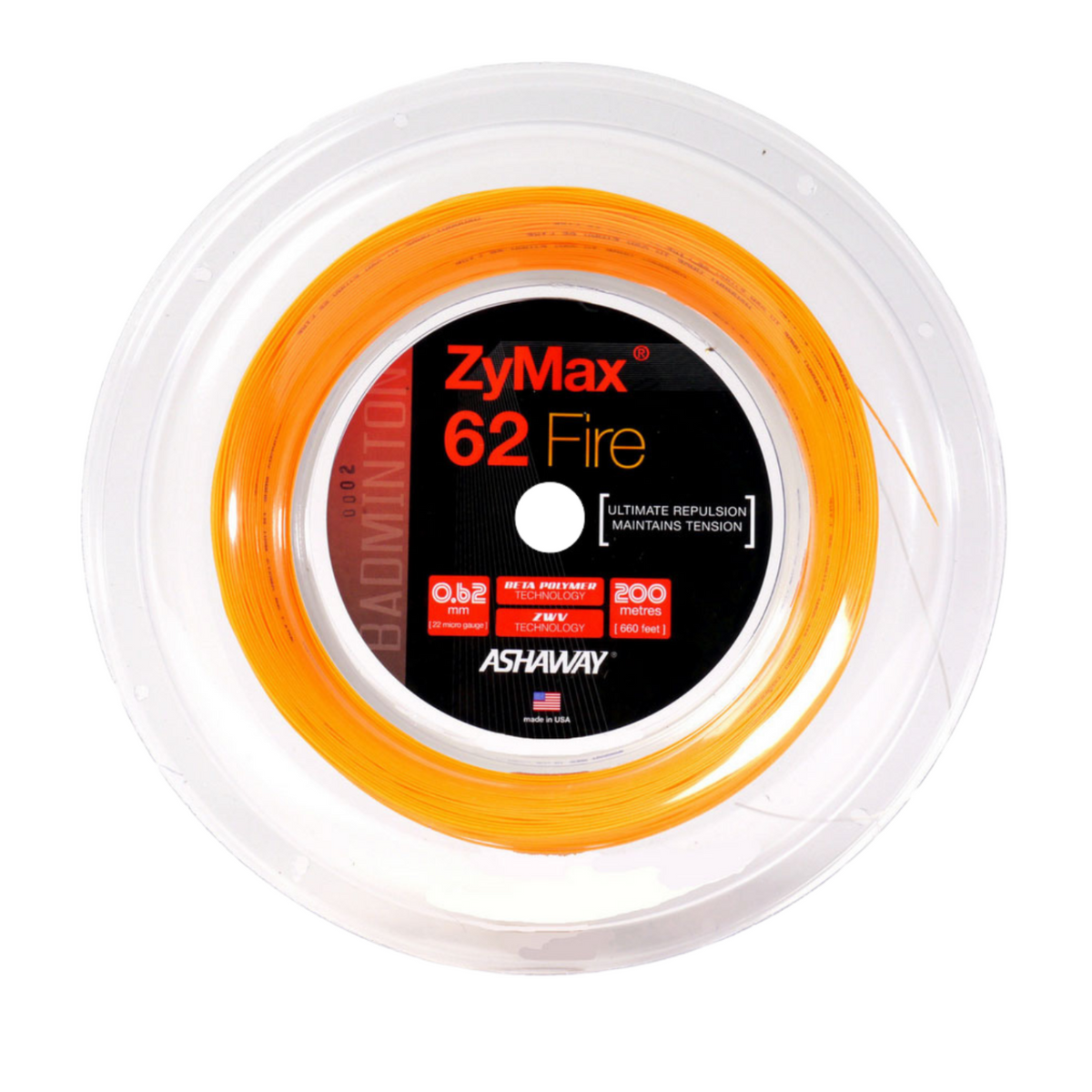 Ashaway ZyMax 62 Fire Badminton String Reel - Orange