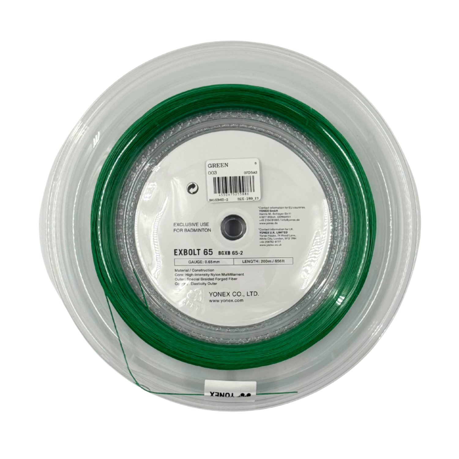 Yonex Exbolt 65 Badminton String 200m - Green String (Reel) Yonex