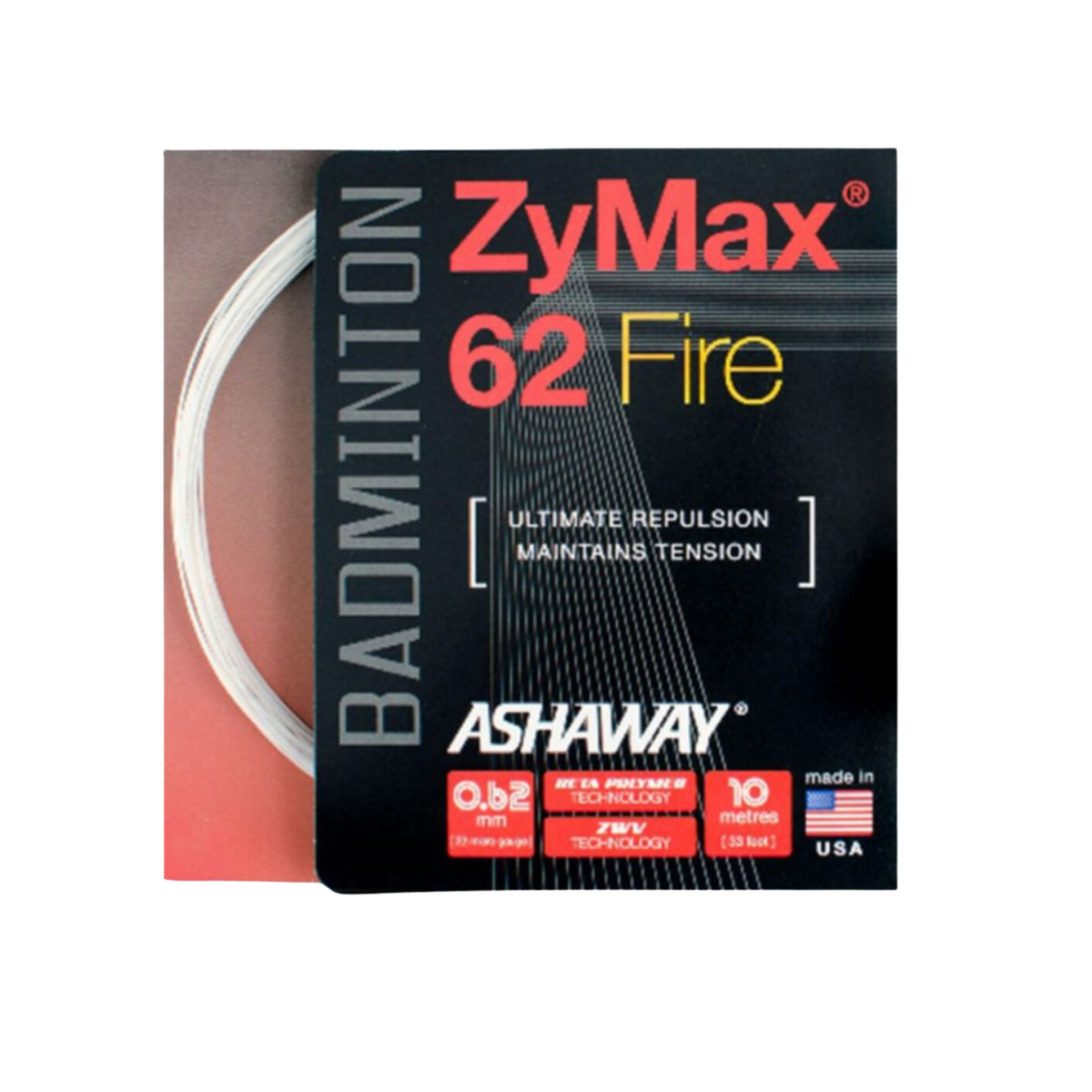 Ashaway ZyMax 62 Fire Badminton String Set - White White 10m Set String (Packs) Ashaway