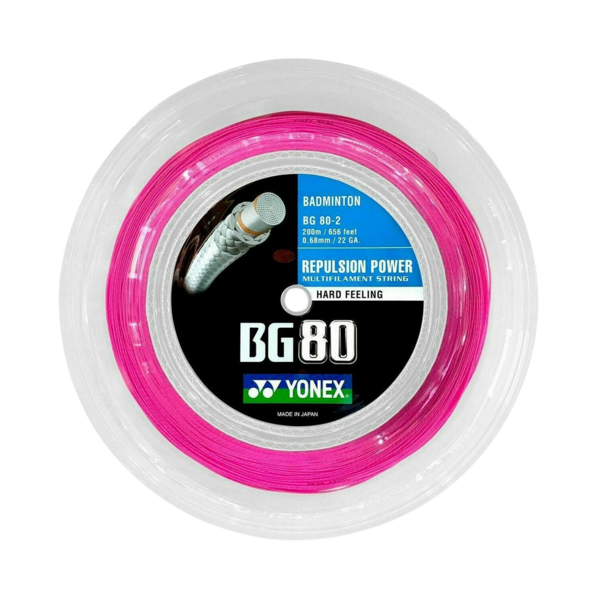 Yonex BG80 Badminton String (200m Reel) Neon Pink String (Reel) Yonex