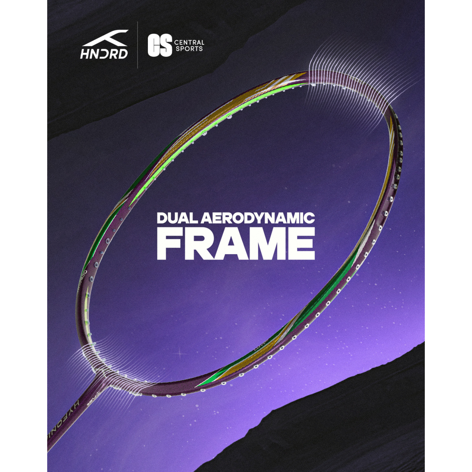 Hundred Hyfonic 7 Badminton Racket - Purple/Green Badminton Rackets Hundred