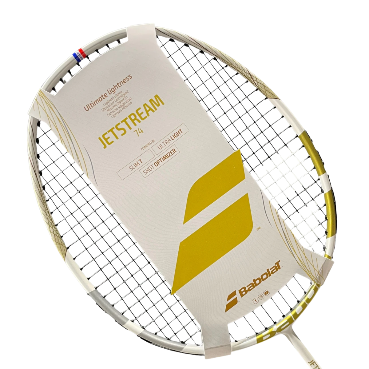Babolat Jetstream 74 Strung Badminton Racket - White/Gold Badminton Rackets Babolat
