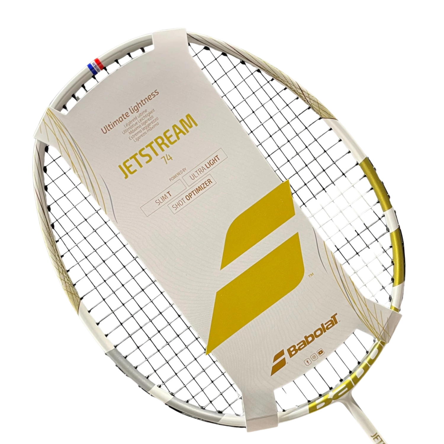Babolat Jetstream 74 Strung Badminton Racket - White/Gold Badminton Rackets Babolat