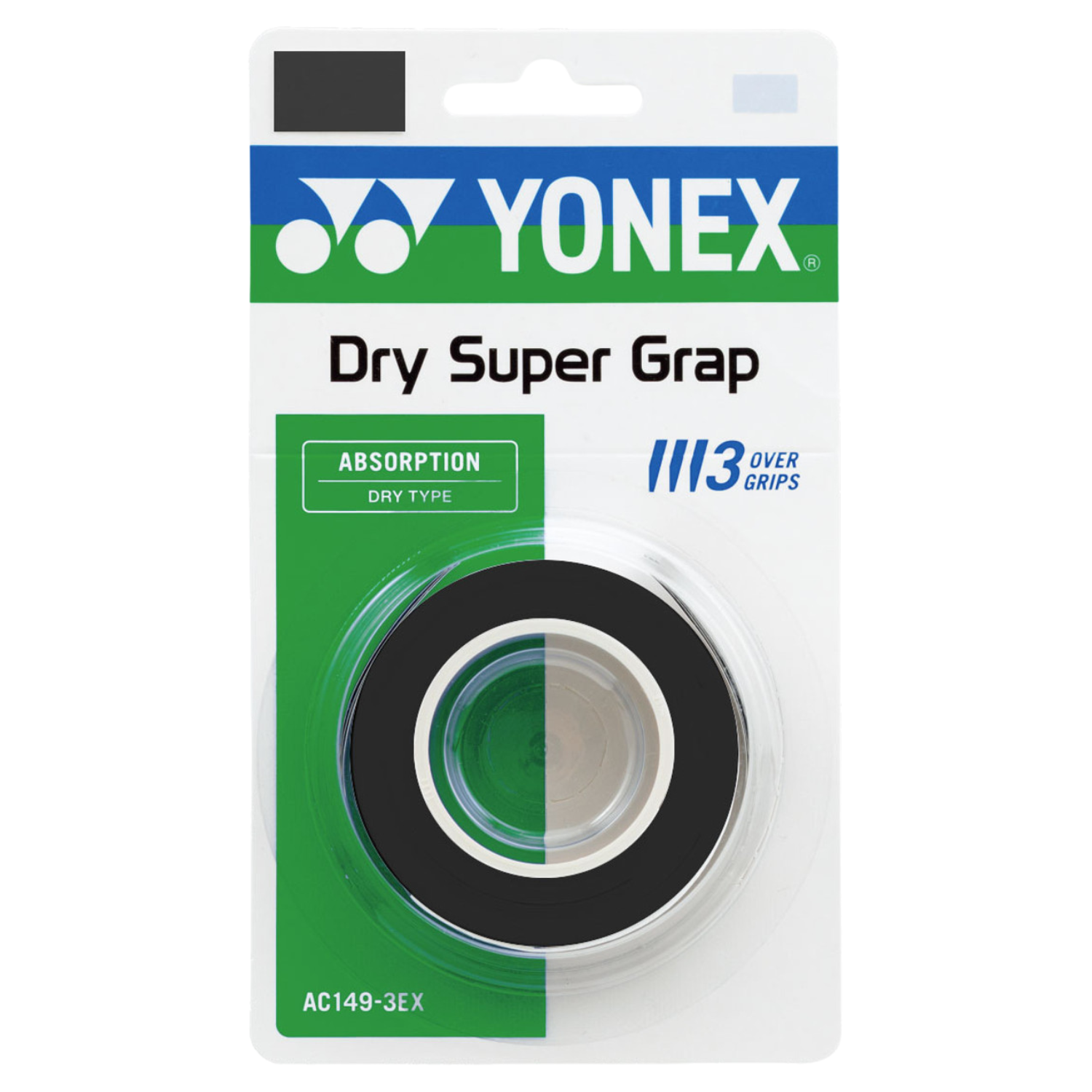 Yonex Dry Super Grap AC149-3EX (3 pcs) BLACK OS Clearance Yonex