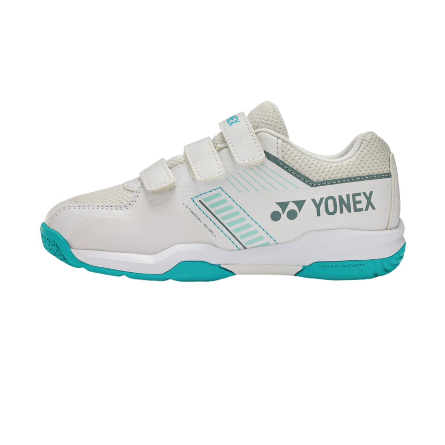 Yonex SHBSF1JBEX PC Strider Flow Badminton Shoe Junior Belt - White/Mint Badminton Shoes Yonex