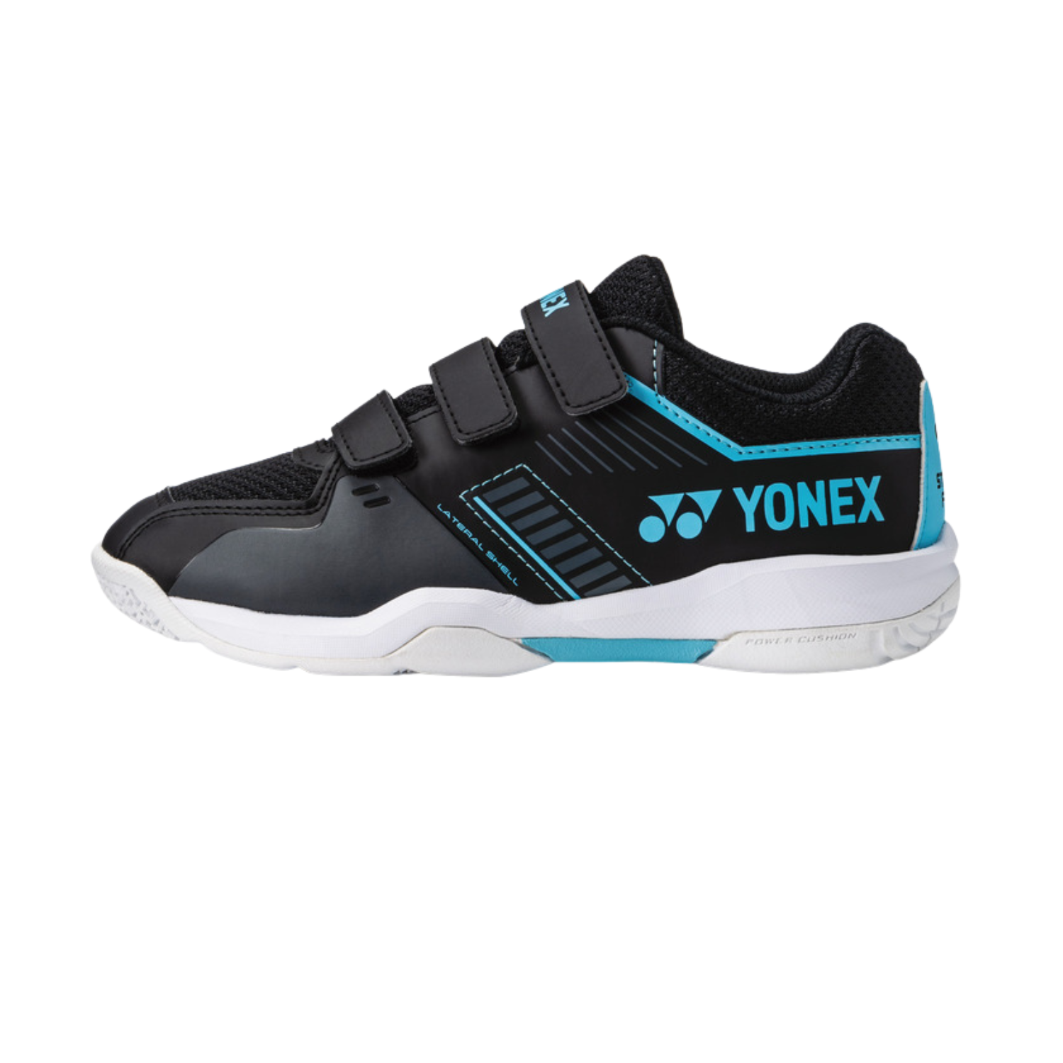 Yonex SHBSF1JB PC Strider Flow Badminton Shoe Junior Belt - Black/Blue Black Blue Badminton Shoes Yonex