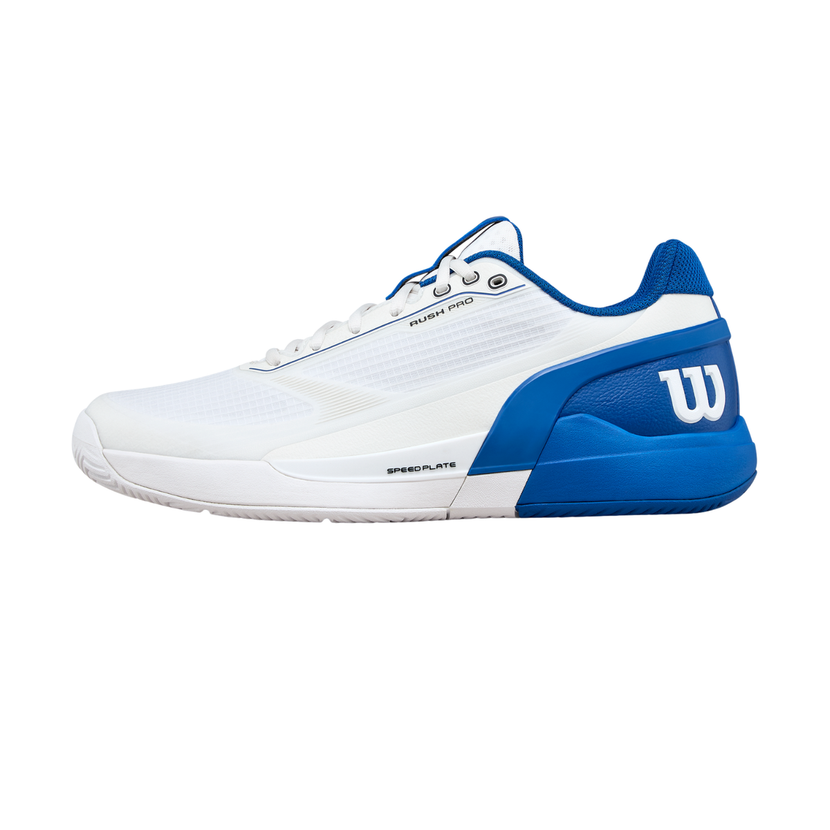 Wilson Rush Pro 5 Tennis Shoe Men - White/Blue White Deja Vu Blue Safety Yellow Tennis Shoes Wilson