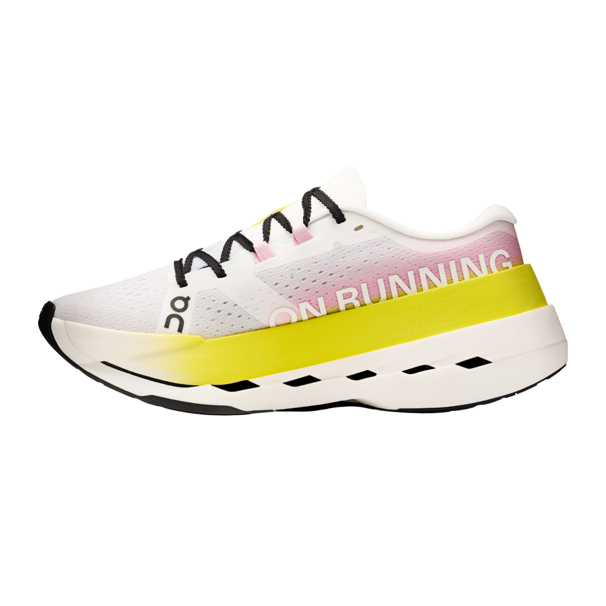 On Running Cloudboom Max Running Shoe Women - White/Yellow Lime Raspberry Running Shoes On Running
