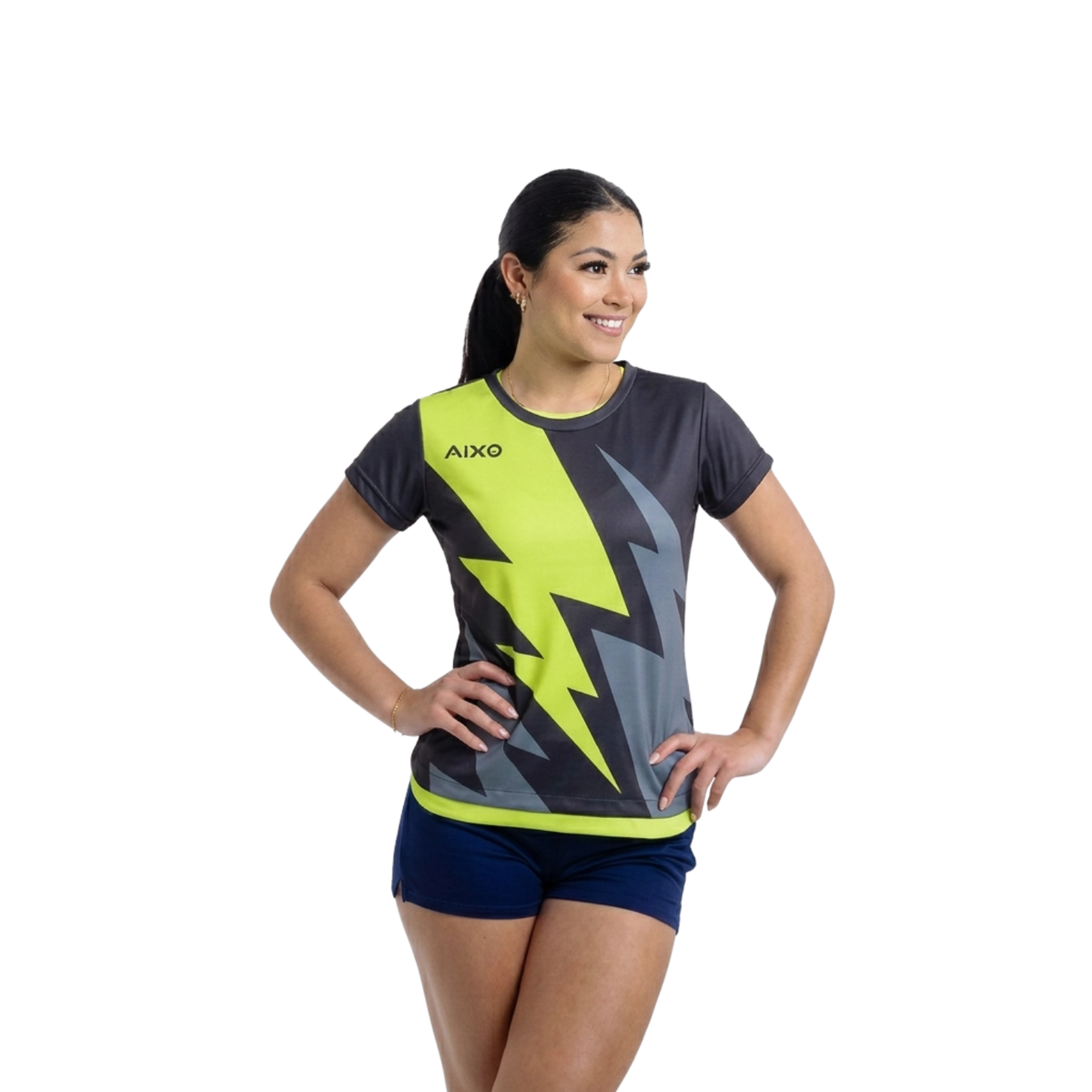 Aixo Bolt 3 Womens T Shirt - Black Clothing Aixo