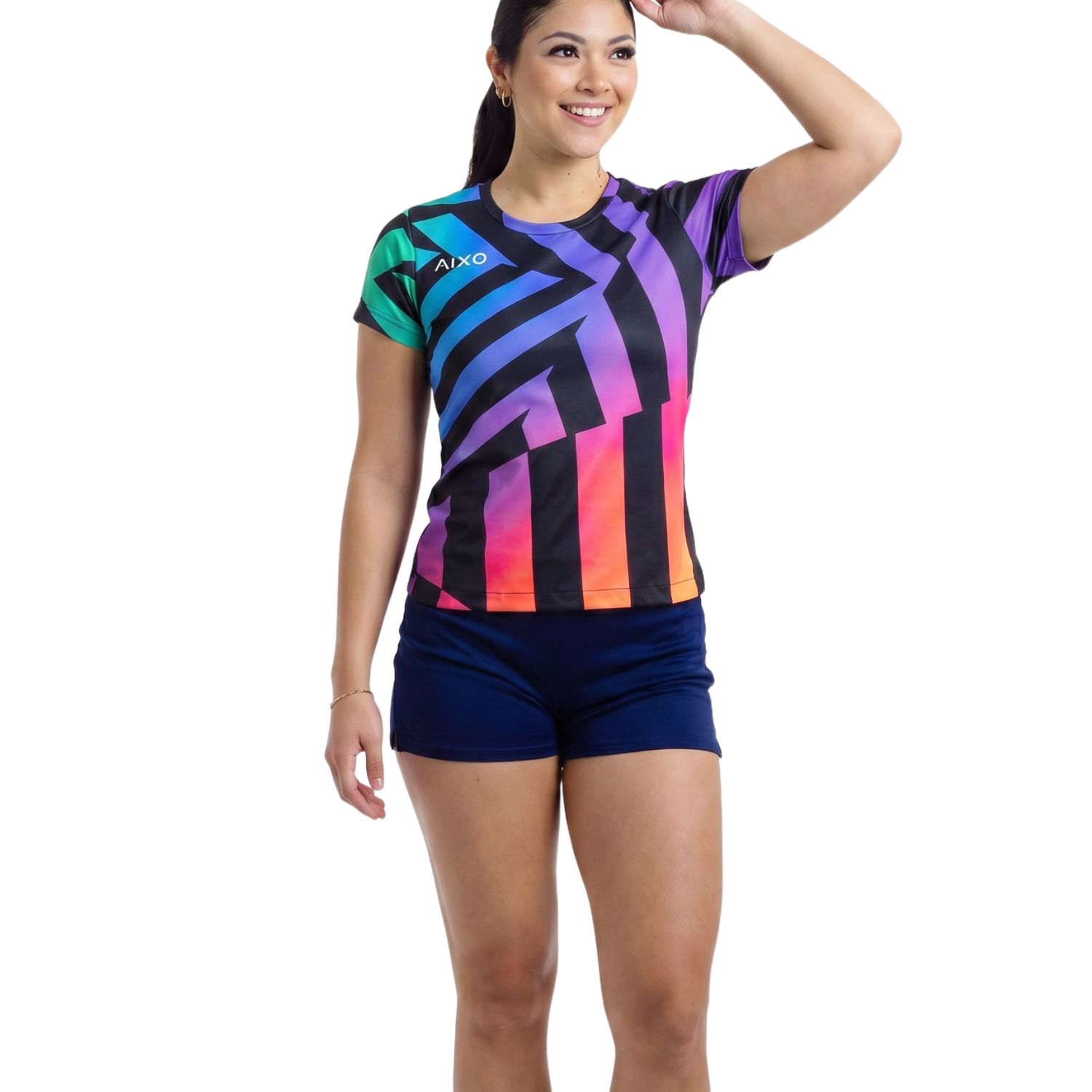 Aixo Rainbow Chaos Womens T-Shirt - Black T Shirt Aixo