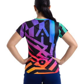 Aixo Rainbow Chaos Womens T-Shirt - Black T Shirt Aixo