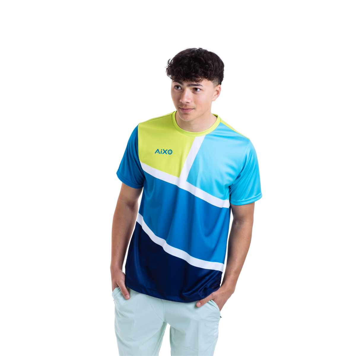 Aixo Court Mens T Shirt Teal T Shirt Aixo