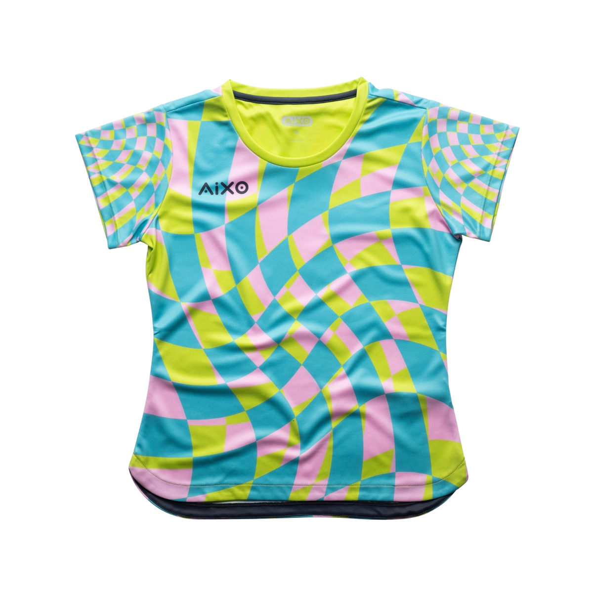 Aixo Checker Womens T Shirt Lime Check Lime Check T Shirt Aixo
