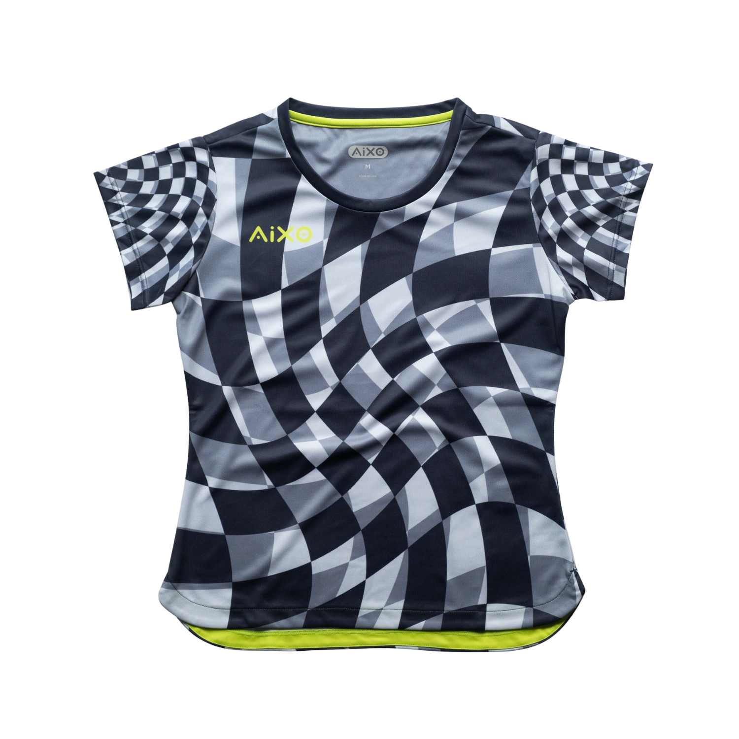 Aixo Checker Womens T Shirt Grey Check Grey Check T Shirt Aixo