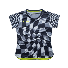 Aixo Checker Womens T Shirt Lime Check Grey Check T Shirt Aixo