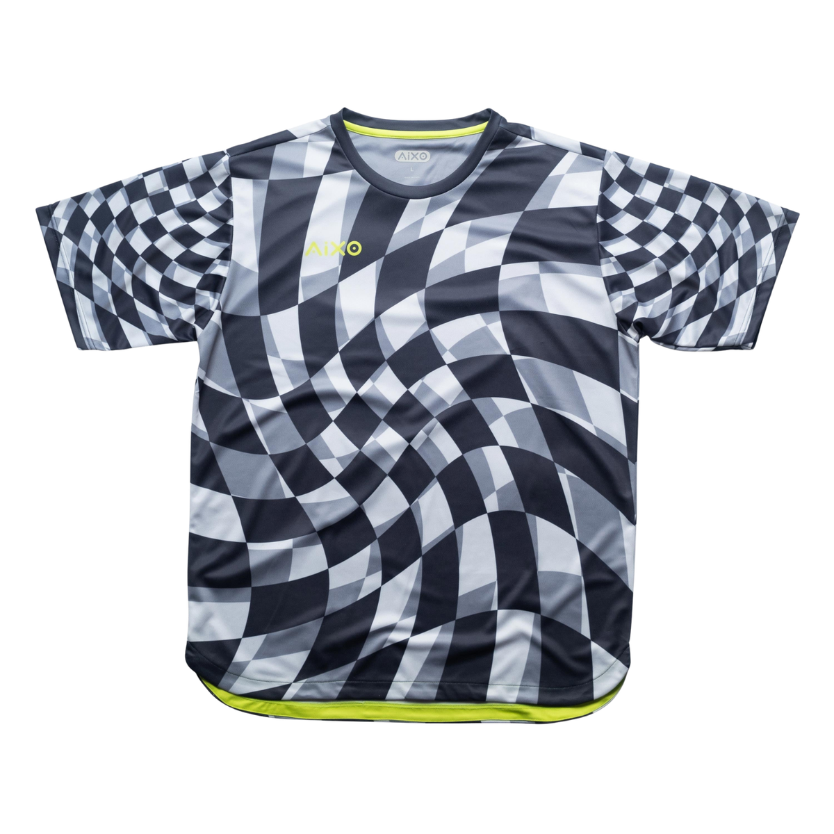 Aixo Checker Mens T Shirt Grey Check Grey Check T Shirt Aixo