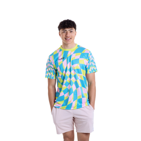 Aixo Checker Mens T Shirt Grey Check T Shirt Aixo