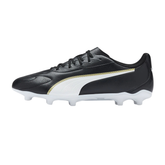 Puma King 20 Play FG/AG Football Shoe - Black/White/Gold Black White Gold Football Boots Puma