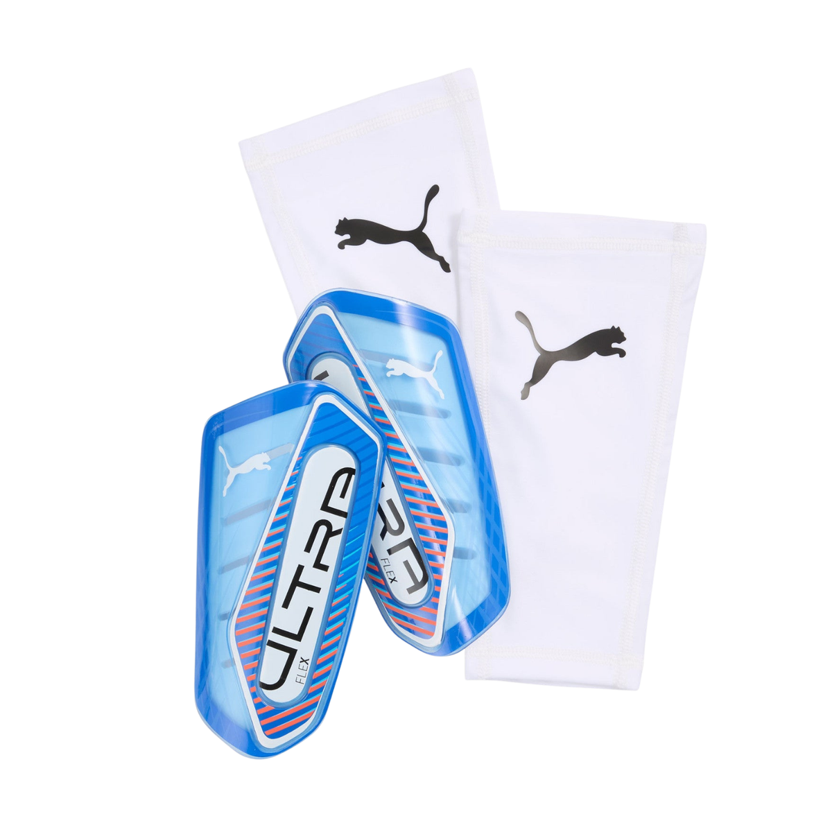 Puma Ultra Flex Sleeve Shin Guard - Blue/Red Ultra Blue Puma White Glowing Red Shin Guards Puma
