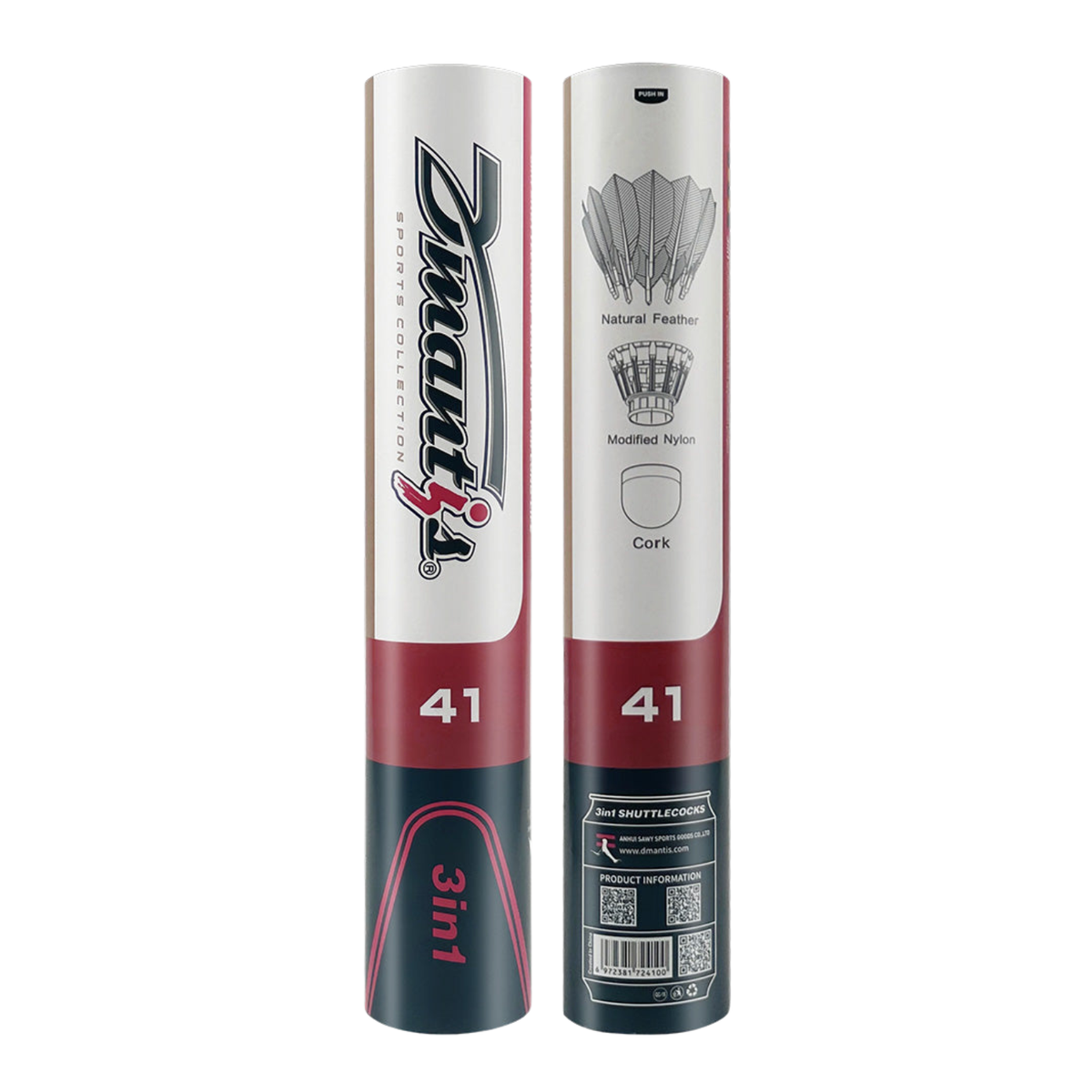 Dmantis D41 Hybrid Badminton Shuttlecock - White White Speed 77 Feather Shuttle Ashaway