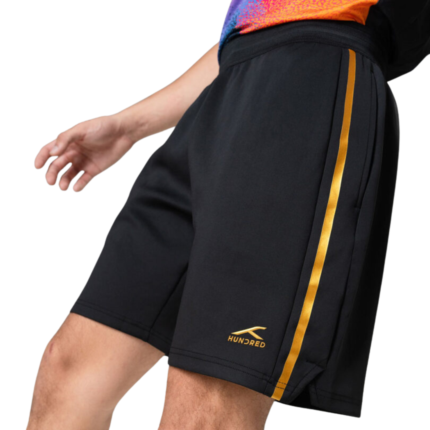 Hundred Logo Line Badminton Shorts Men - White/Black Clothing Hundred
