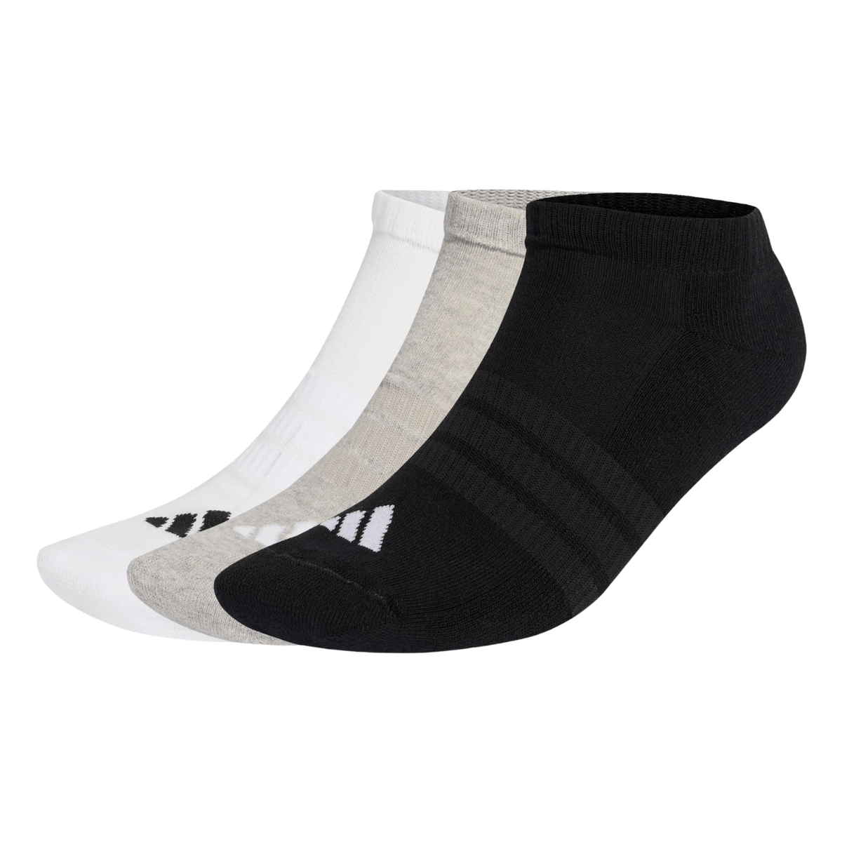 Adidas Cushioned Essentials Low 3 Pack Socks Unisex - Grey/White/Black Grey White Black Clothing Adidas