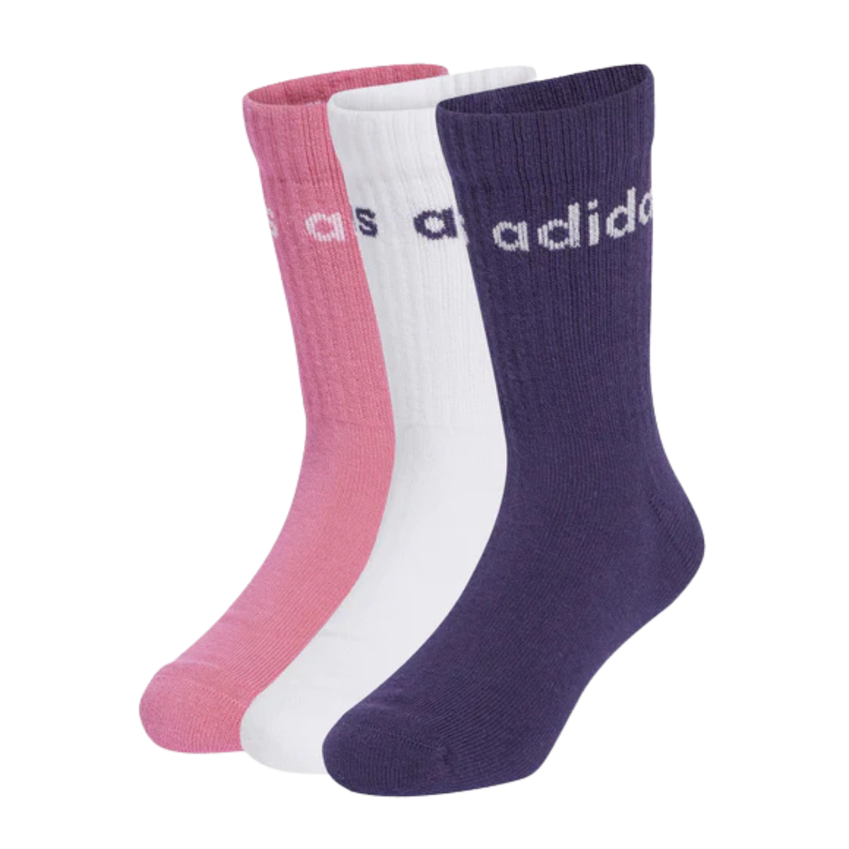 Adidas Linear Crew 3 Pack Socks Kids - White/Pink/Purple White Pink Purple Clothing Adidas