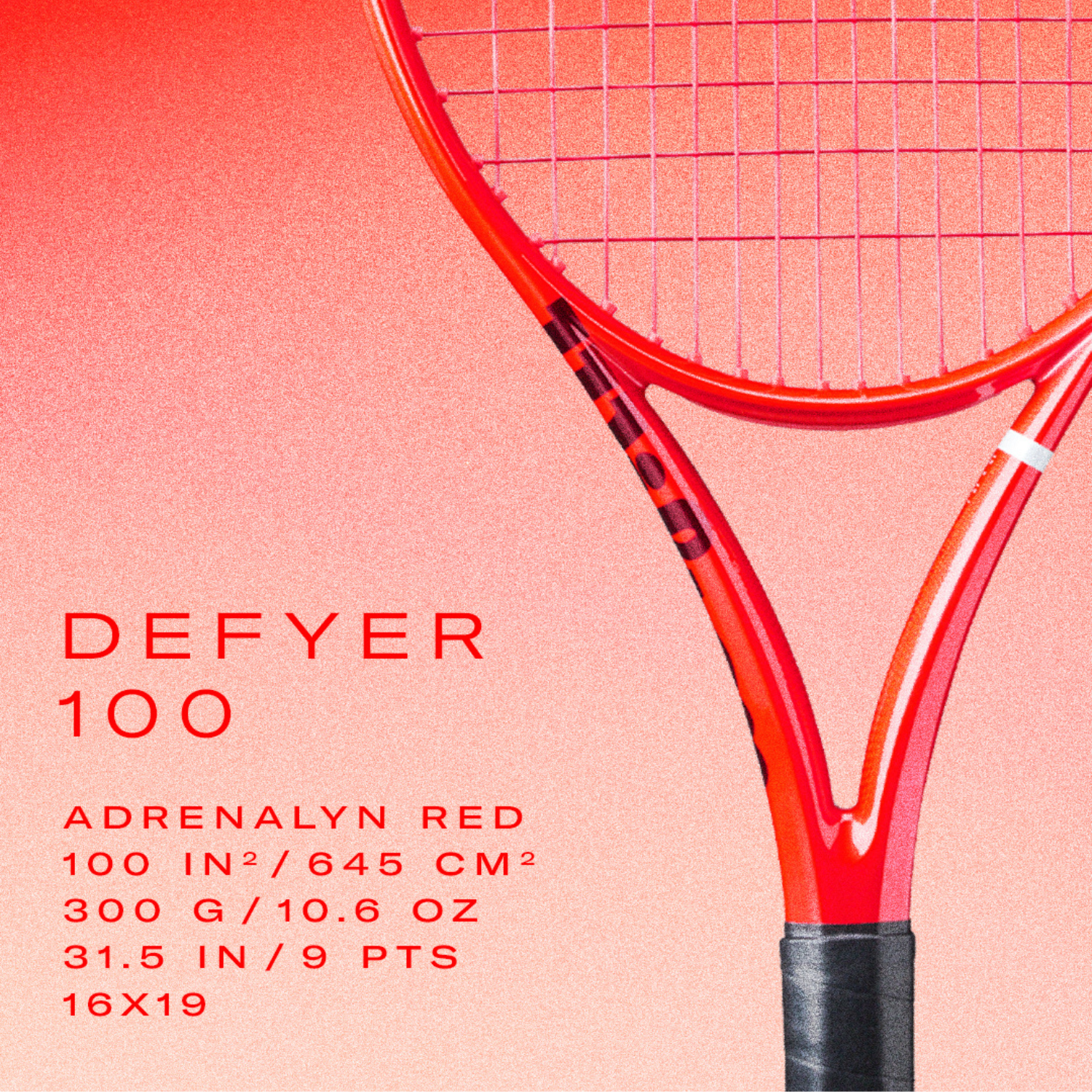 Wilson Defyer 100 V1 Redline Concept Edition 2026 Tennis Racket 300g - Adrenalyn Red Tennis Rackets Wilson