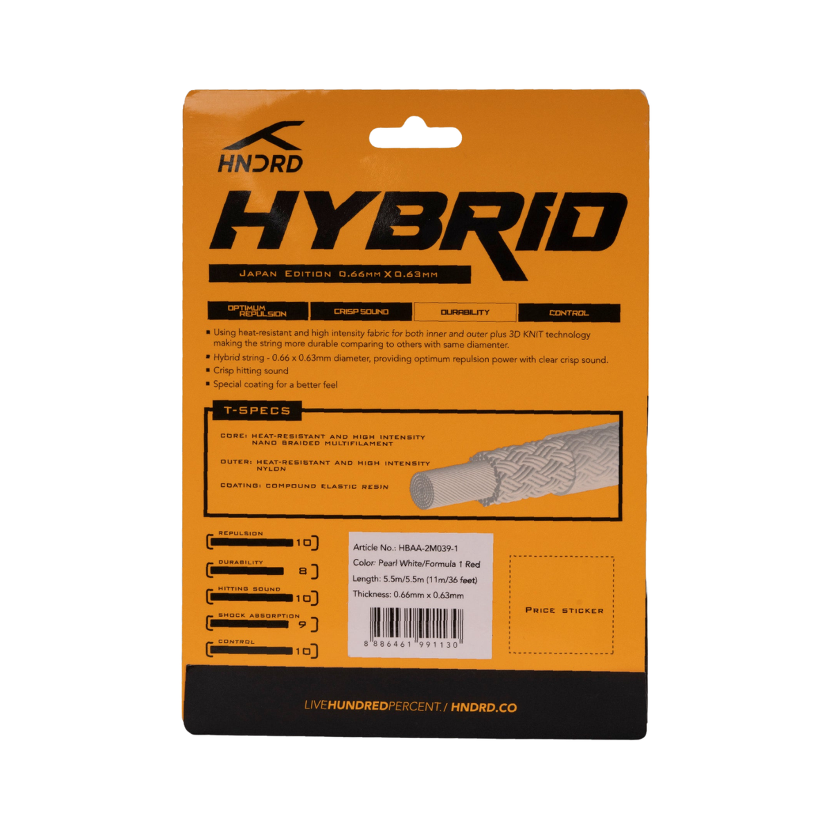 Hundred Hybrid Badminton String by Hundred