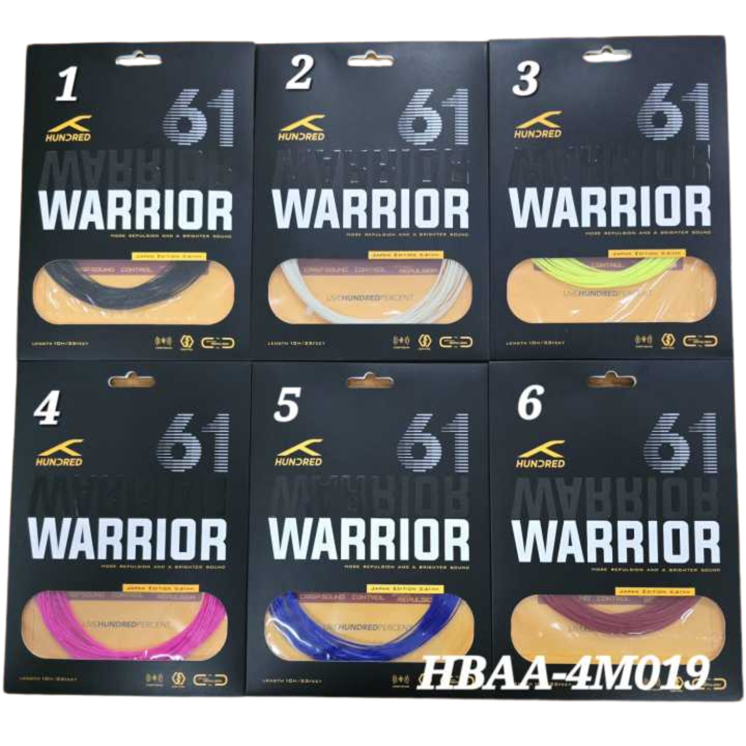 Hundred 61 Warrior (HBAA-4M019-6) Badminton String (0.61mm) by Hundred
