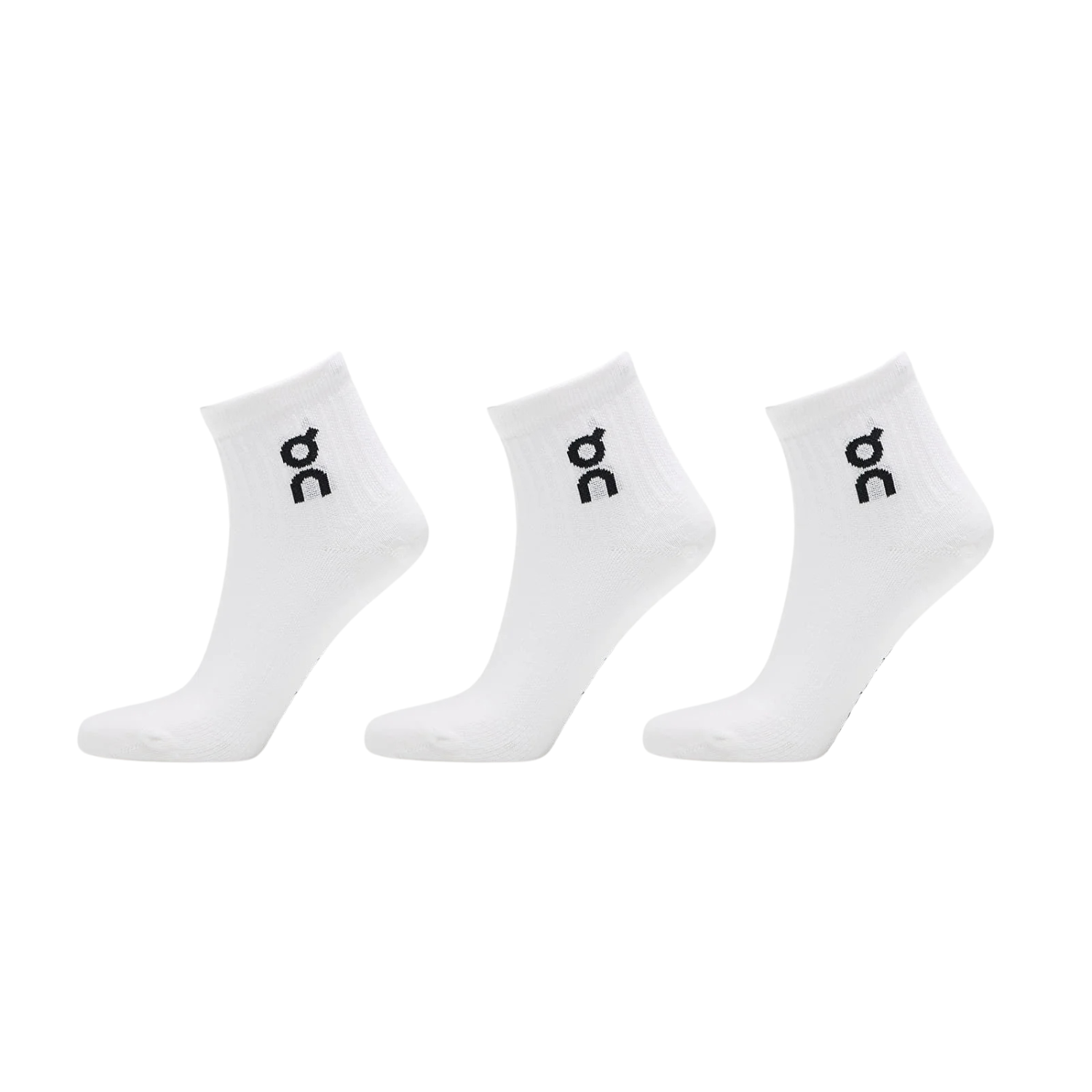 On Running Logo Sock Mid 3 Pack Unisex - White White XS Socks On Running