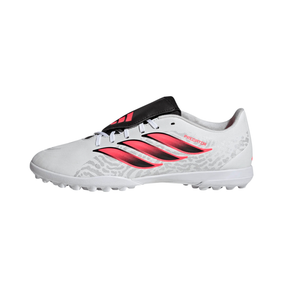 Adidas Predator Club Fold-Over Tongue turf boots, White/Red/Black, side view