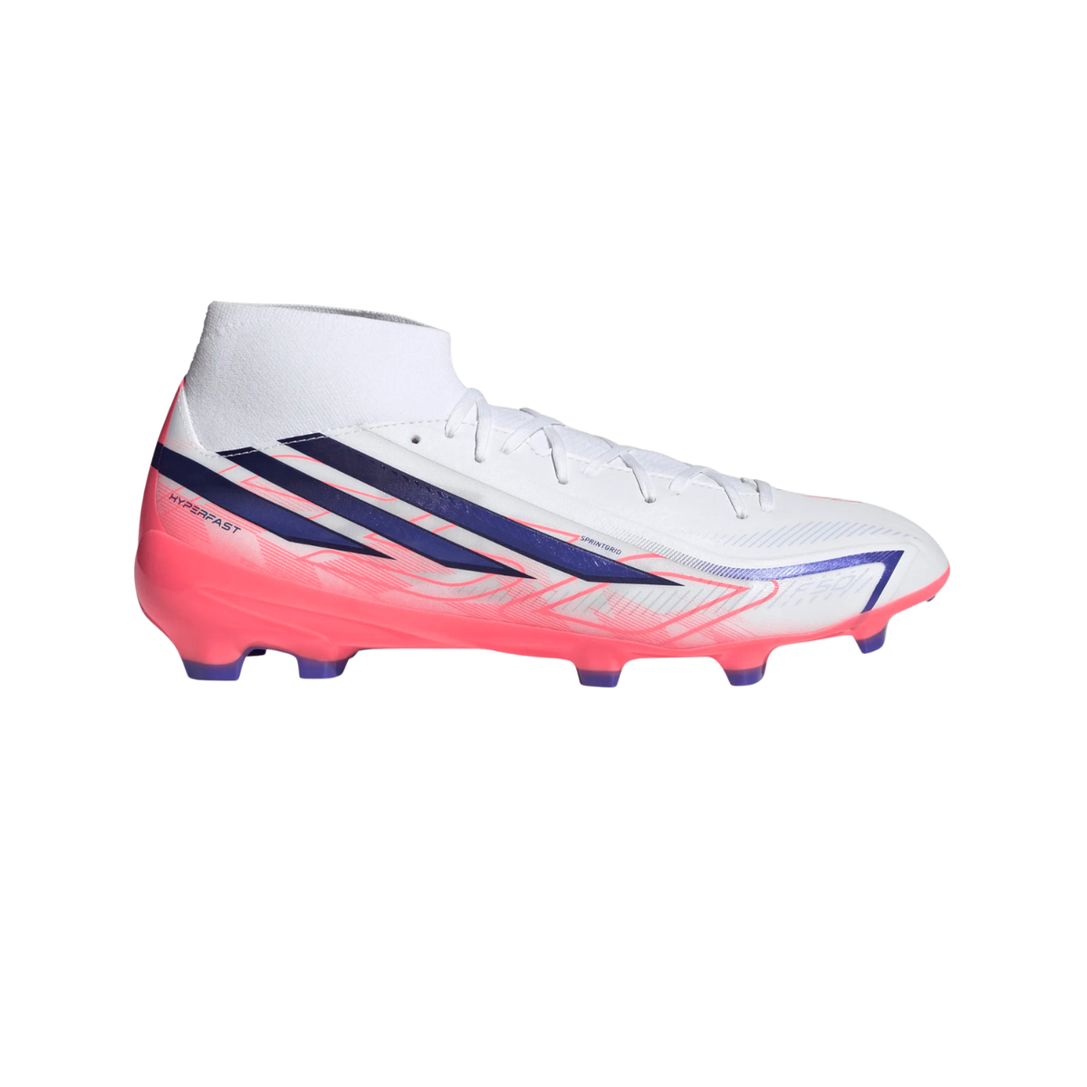 Adidas F50 Hyperfast League Mid FG Football Boots Unisex - White/Purple/Pink Football Boots Adidas