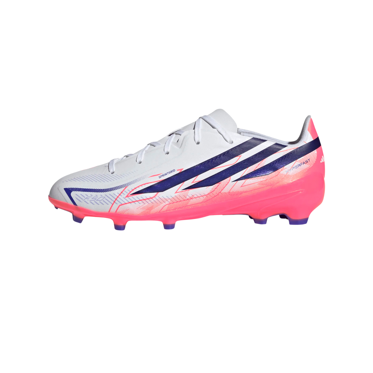 Adidas F50 Hyperfast League FG Football Boots Junior - White/Purple/Pink Football Boots Adidas