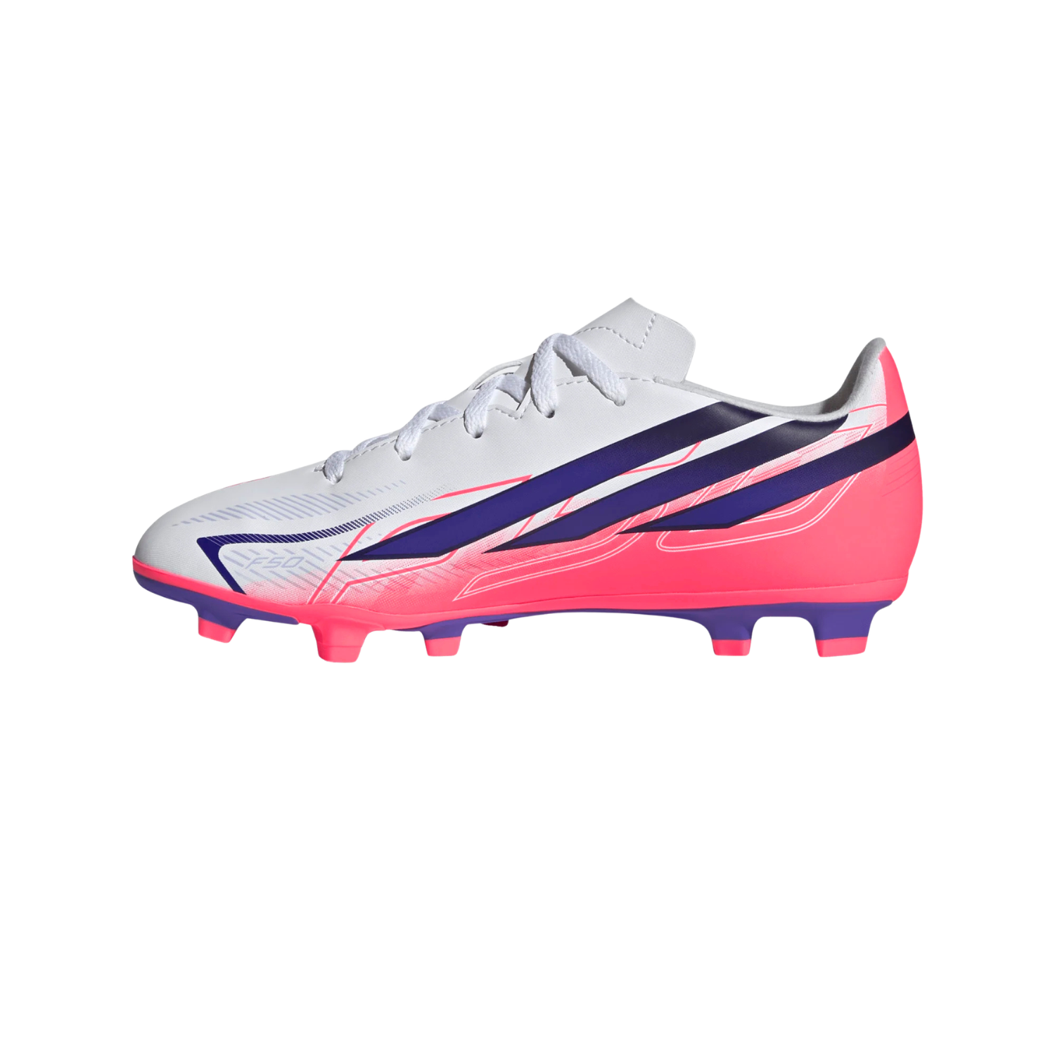 Adidas F50 Hyperfast Club FG/MG Football Boots Junior - White/Purple/Pink (KK1308) Football Boots Adidas