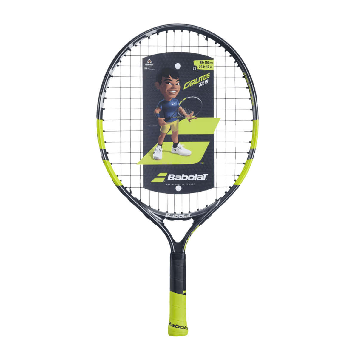 Babolat Carlitos Junior 19 Strung - Grey/Yellow Tennis Rackets Babolat