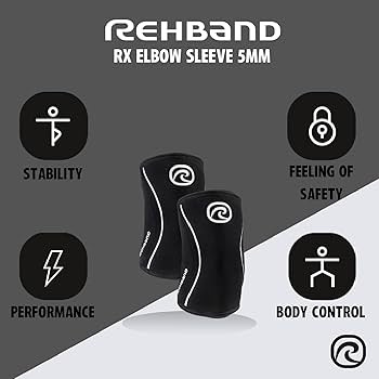 Rehband RX Elbow Sleeve 5mm - Black Elbow Support Rehband